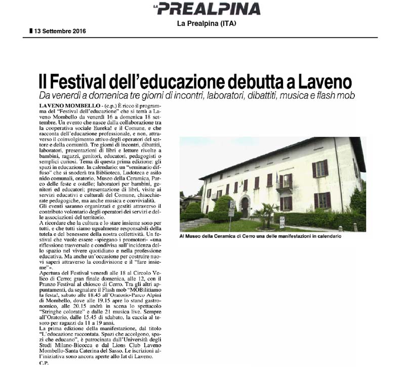 Il Festival Dell’Educazione debutta a Laveno
