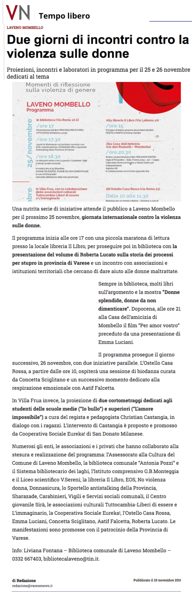 Due giorni di incontri contro la violenza sulle donne