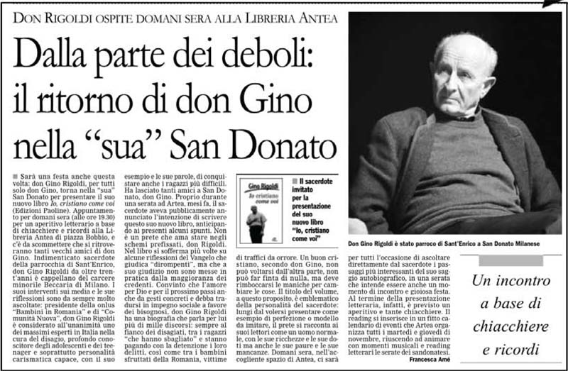 Dalla parte dei deboli, il ritorno di Don Gino Rigoldi