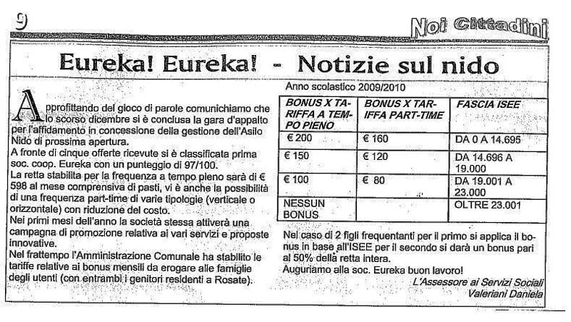 Eureka! Eureka! Notizie sul nido