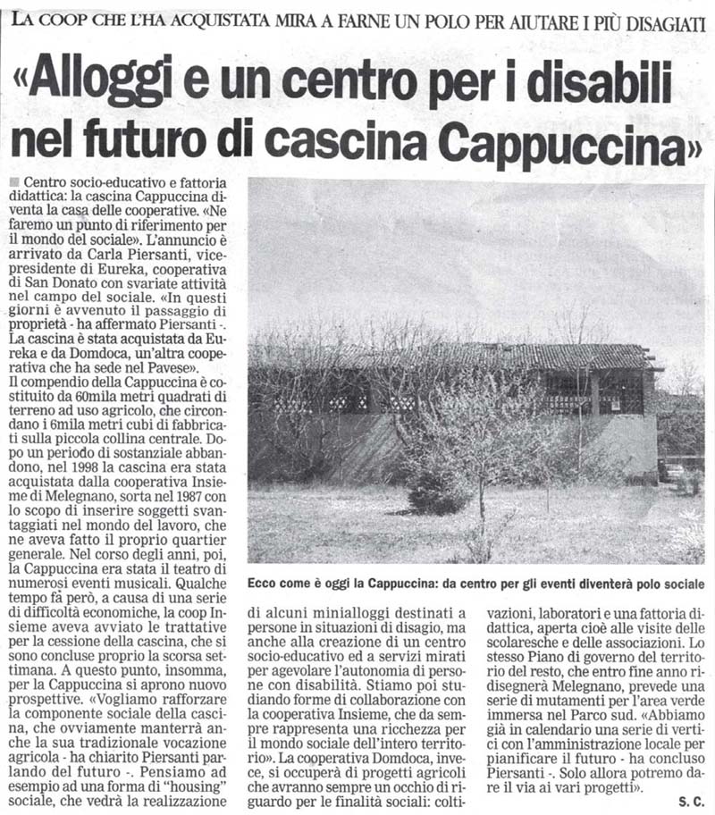 Alloggi e un centro disabili nel futuro di Cascina Cappuccina