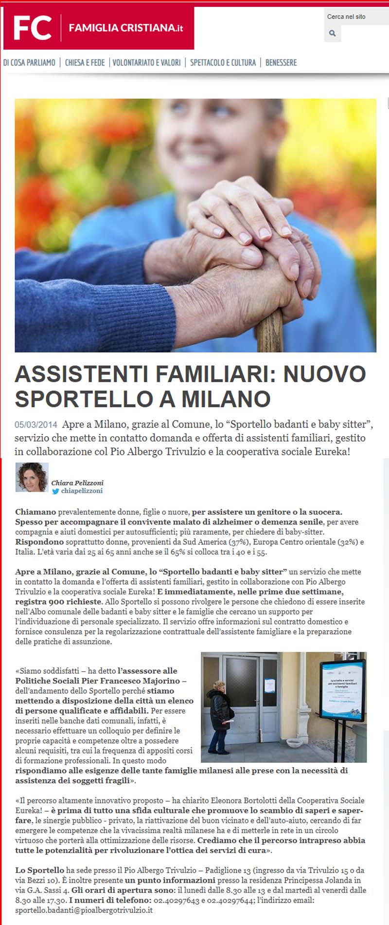 Assistenti familiare, nuovo sportello a Milano