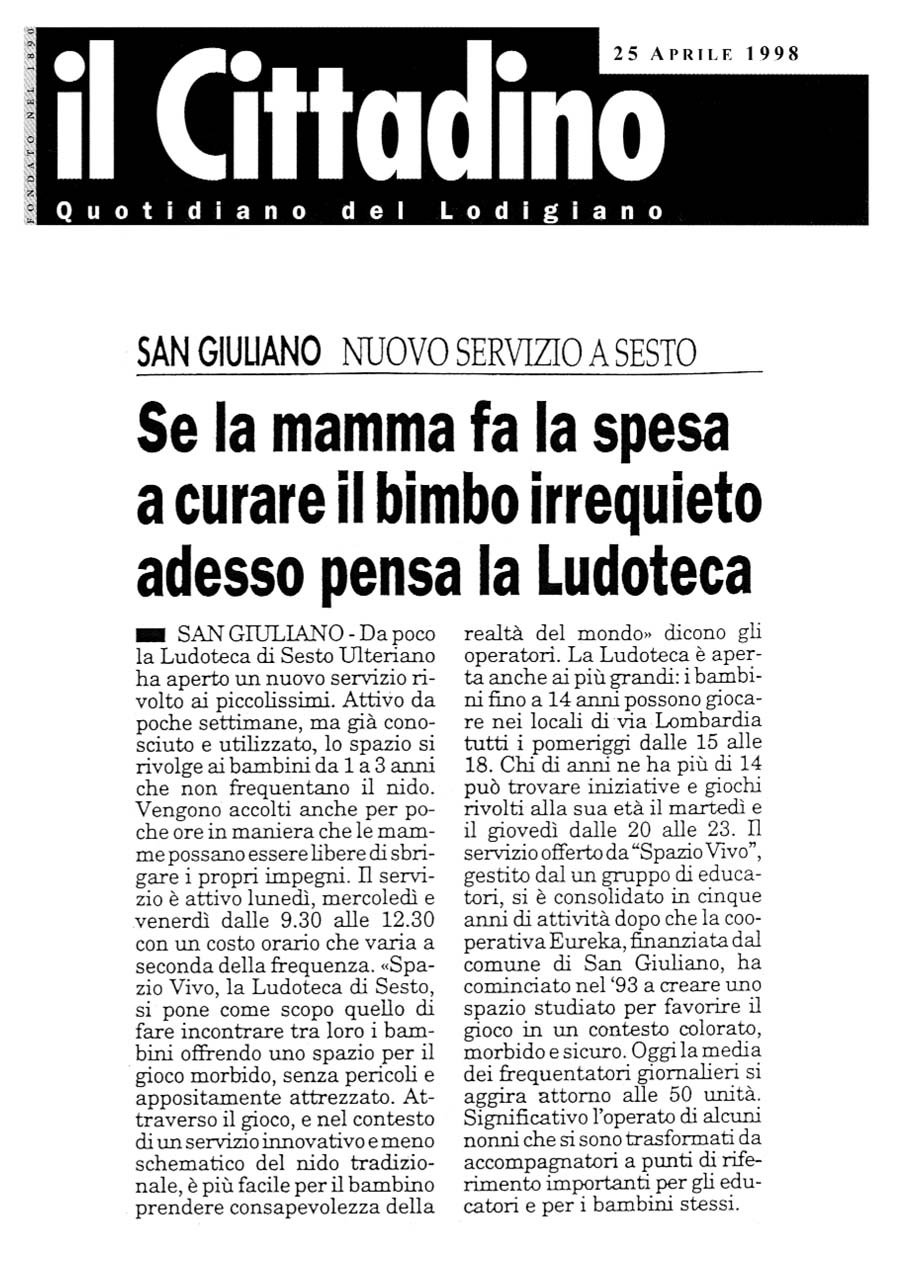 Se la mamma fa la spesa a curare il bimbo irrequieto adesso pensa la Ludoteca