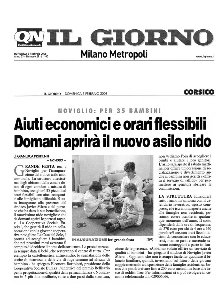 Aiuti economici e orari flessibili. Domani aprirà il nuovo asilo nido