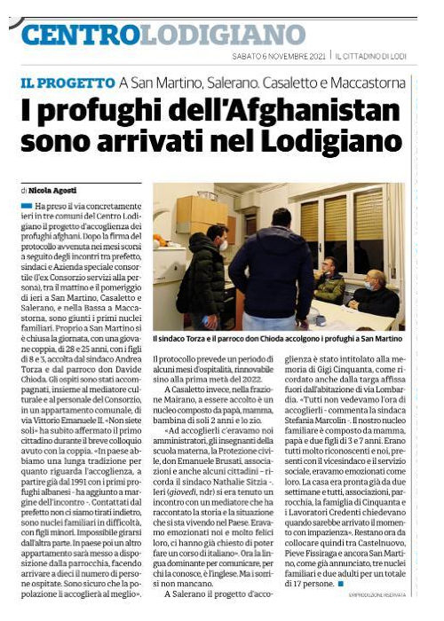 I profughi dall’Afghanistan sono arrivati nel Lodigiano