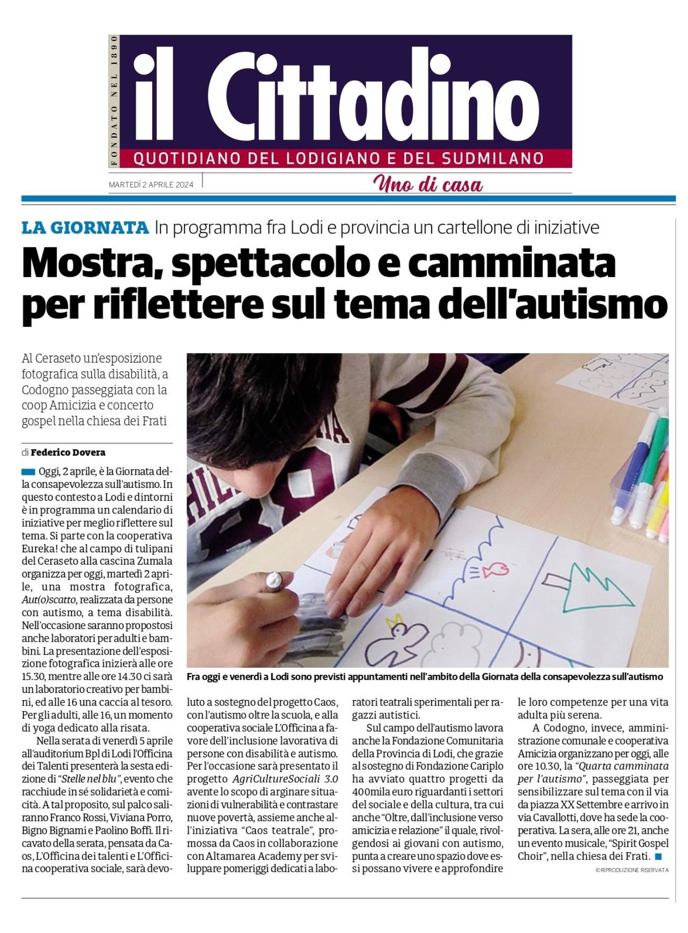 Mostra, spettacolo e camminata per riflettere sul tema dell’autismo