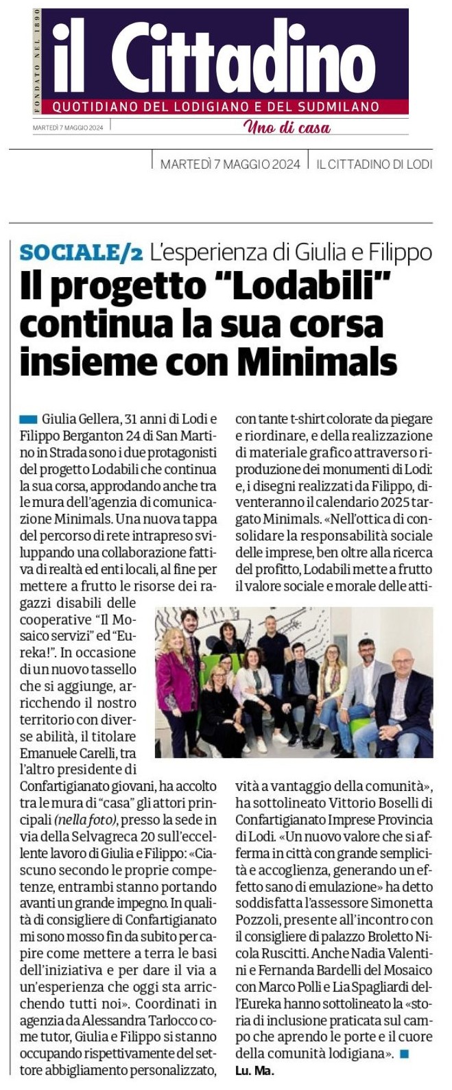 Il progetto “Lodabili” continua la sua corsa insieme con Minimals