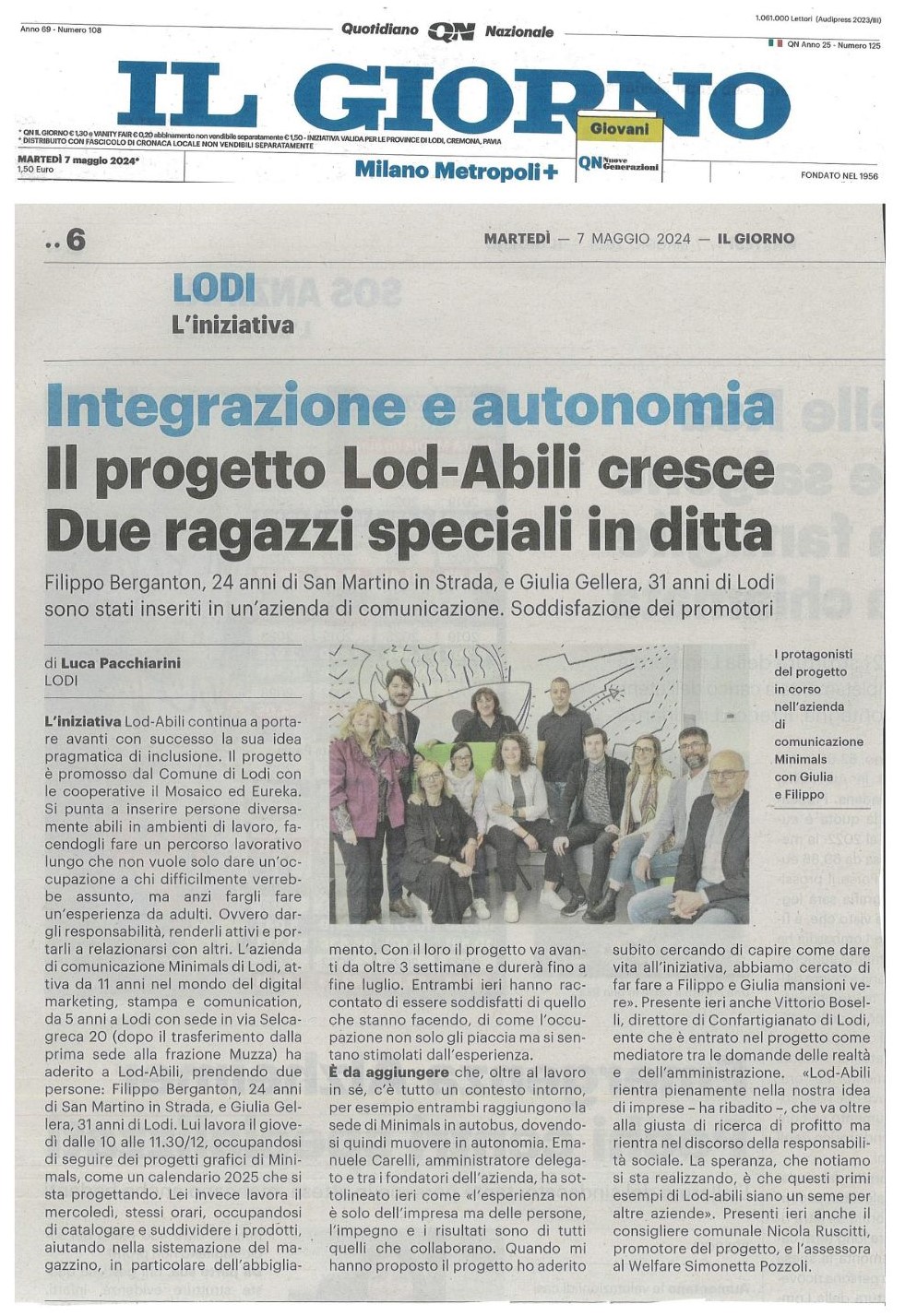 Il progetto Lod-abili cresce. Due ragazzi speciali in ditta.