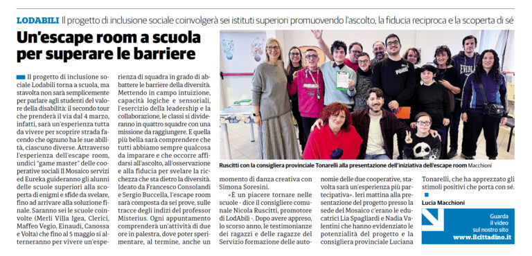 Un’escape room a scuola per superare le barriere
