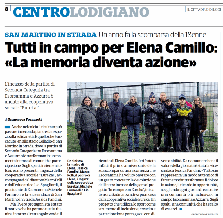 Tutti in campo per Elena Camillo: «La memoria diventa azione»